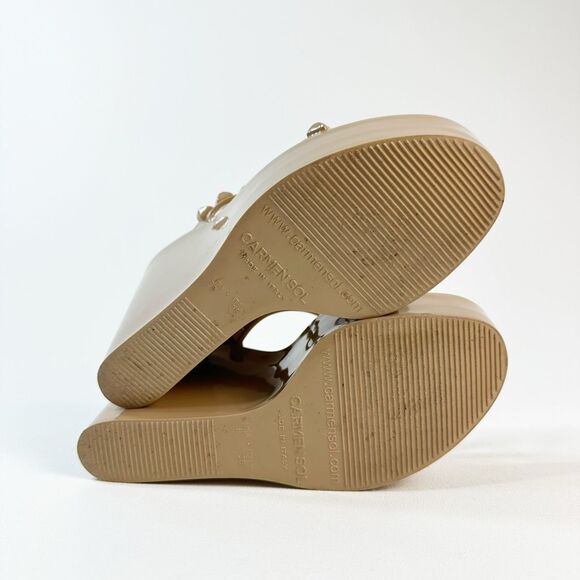 CARMEN SOL Tonino Slide Wedge Heels Size 38 US 8 Beige Platform Studded Jelly - Picture 10 of 12